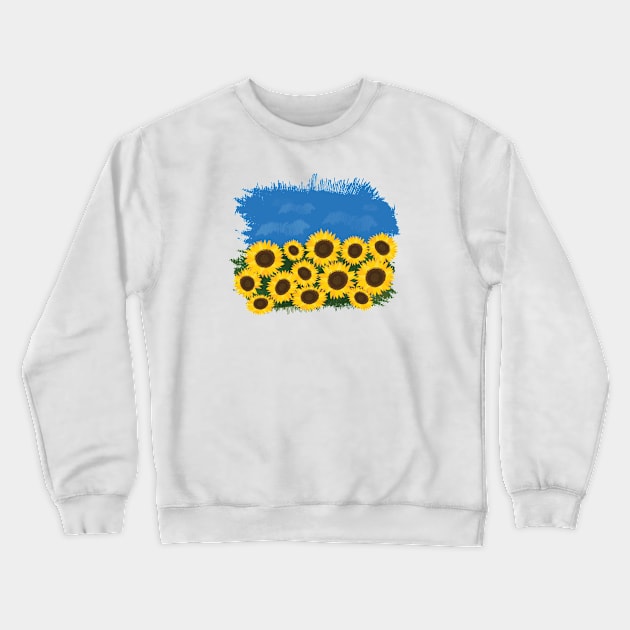 Ukraine flag, Sunflower and Blue Sky Crewneck Sweatshirt by Krapka Designs